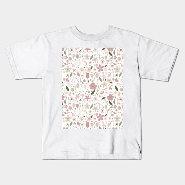 Spring floral pattern Kids T-Shirt by Happy Mouse Studio